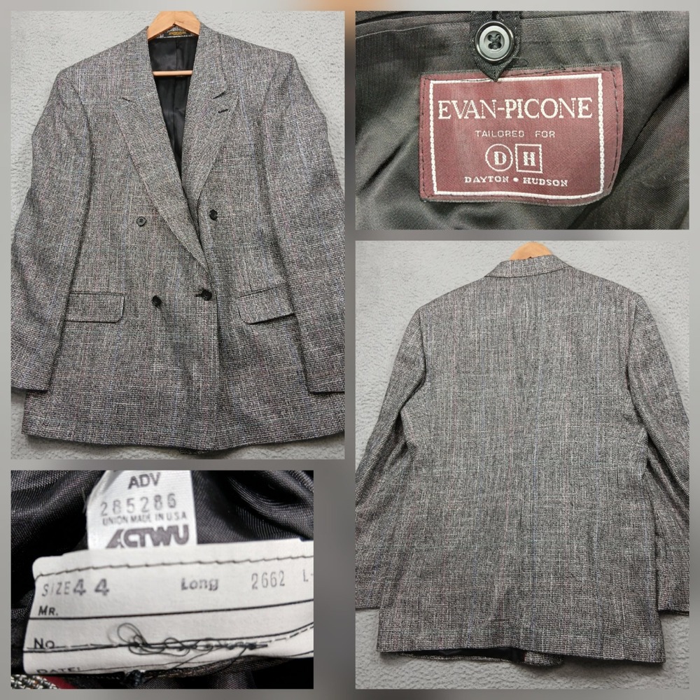 Evan-Picone Tailored for Dayton‎ Hudson 44L Gray Wool Blend Double-Breasted